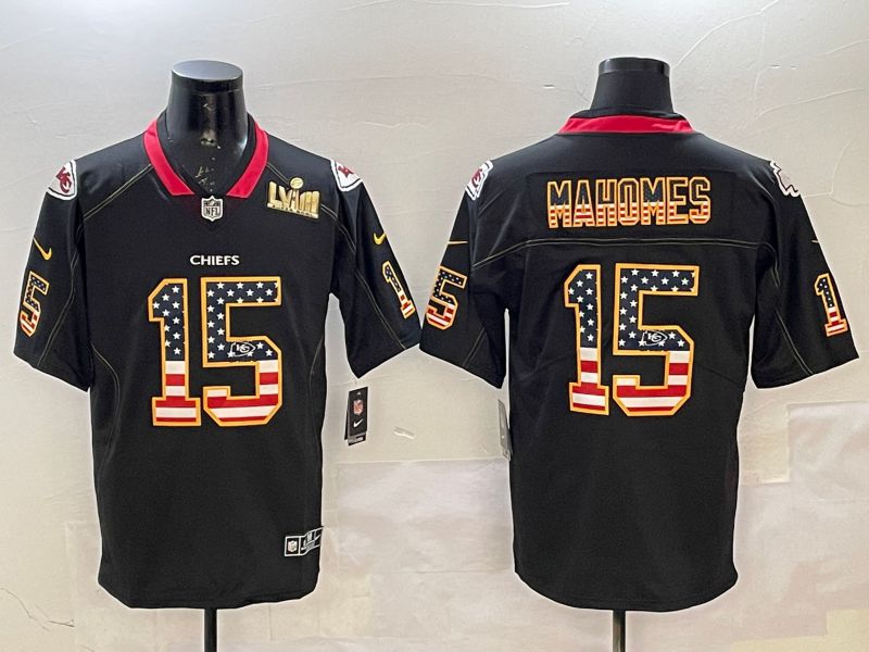 Men Kansas City Chiefs #15 Mahomes Black National Flag 2025 Nike Limited NFL Jersey style 2111